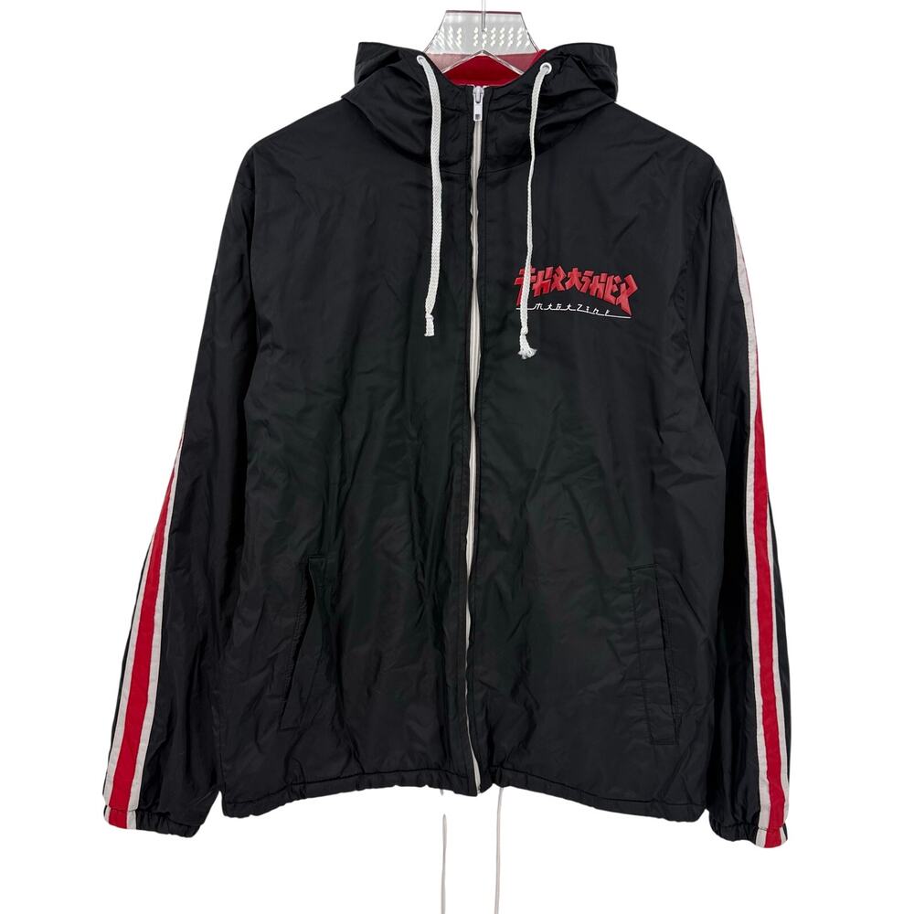 Thrasher Magazine Godzilla Track Jacket Size Large Black Red Skater Skateboard